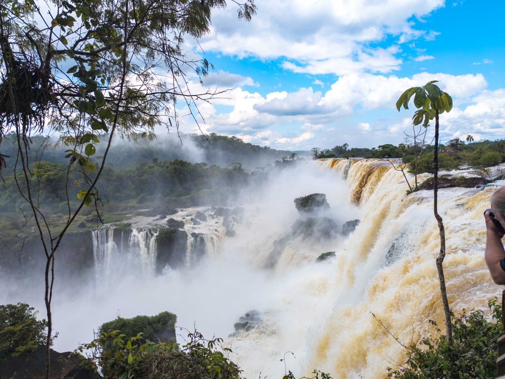Elevated perspective of river channels and forested islands along the upper circuit of Iguazu